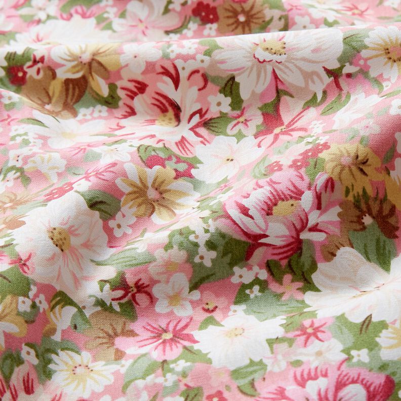 Popeline coton Fleurs romantiques – rose/beige,  image number 2