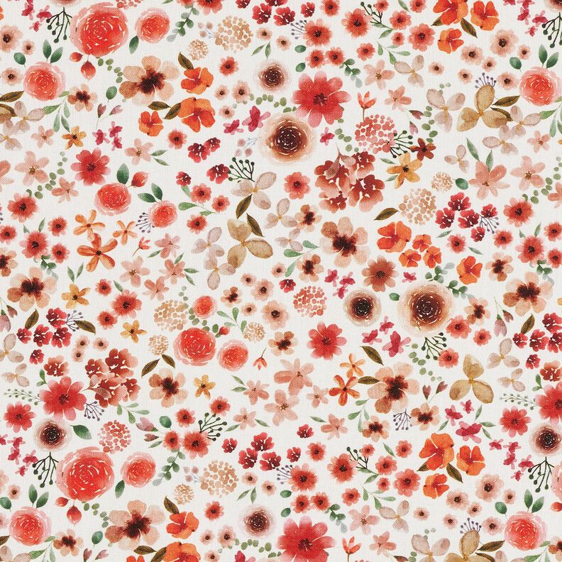 Tissu en coton Cretonne pétales de rose – ivoire/homard, image number 1