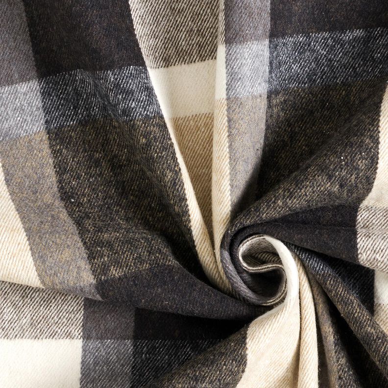 Tissu pour manteau Coton mélangé Tartan, gros carreaux – beige clair/argent ancien, image number 3