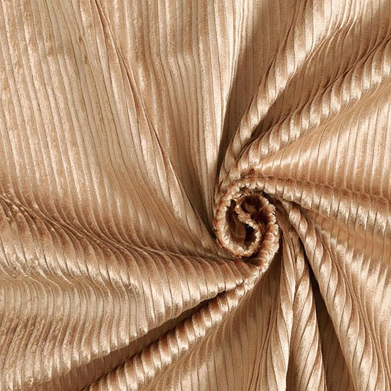 Velours côtelé stretch en coton-viscose mélangé, uni – beige, image number 1