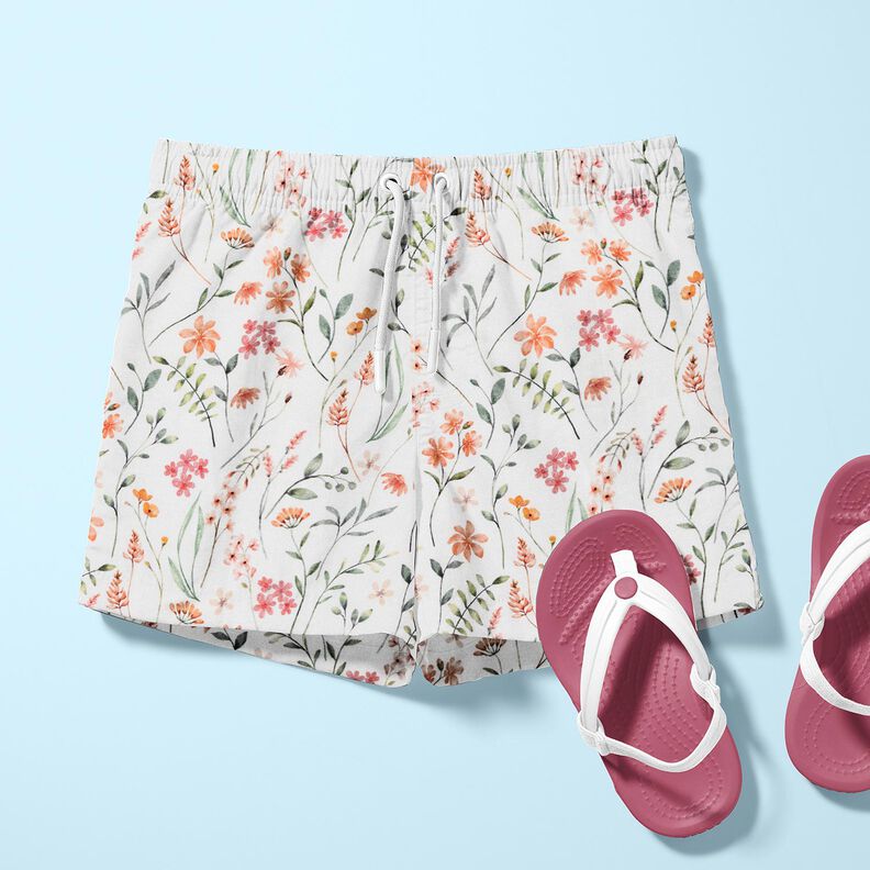 GOTS Jersey coton prairie de fleurs sauvages Impression numérique – ivoire, image number 6