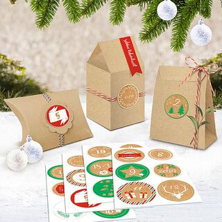 Set d'autocollants chiffres de l'Avent [ 24 Pièces ] – mélange de couleurs, 