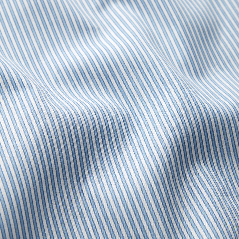 Tissu stretch pour chemise à fines rayures – blanc/bleu clair,  image number 2