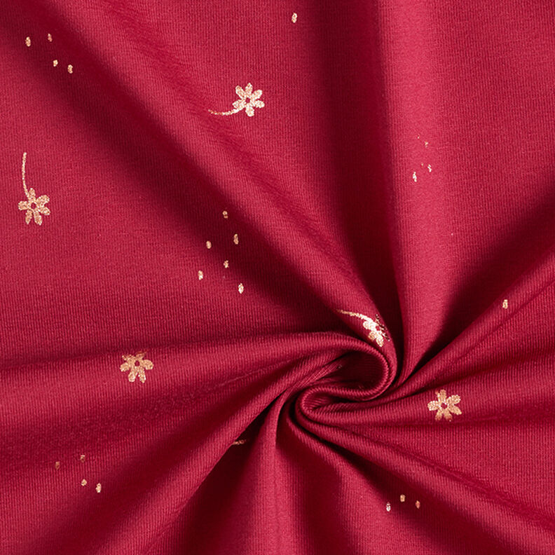Jersey coton Fleurs Imprimé feuille – rouge bordeaux/cuivre,  image number 3