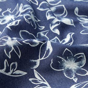 Chambray Fleurs d'été – bleu marine/écru, 