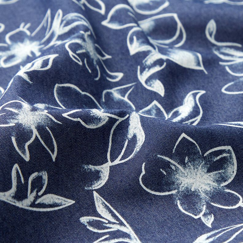 Chambray Fleurs d'été – bleu marine/écru,  image number 2
