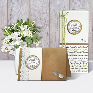 Set d'autocollants mariage Save the Date Ø 4,8 cm [ 24 Pièces ] – écru/beige, 