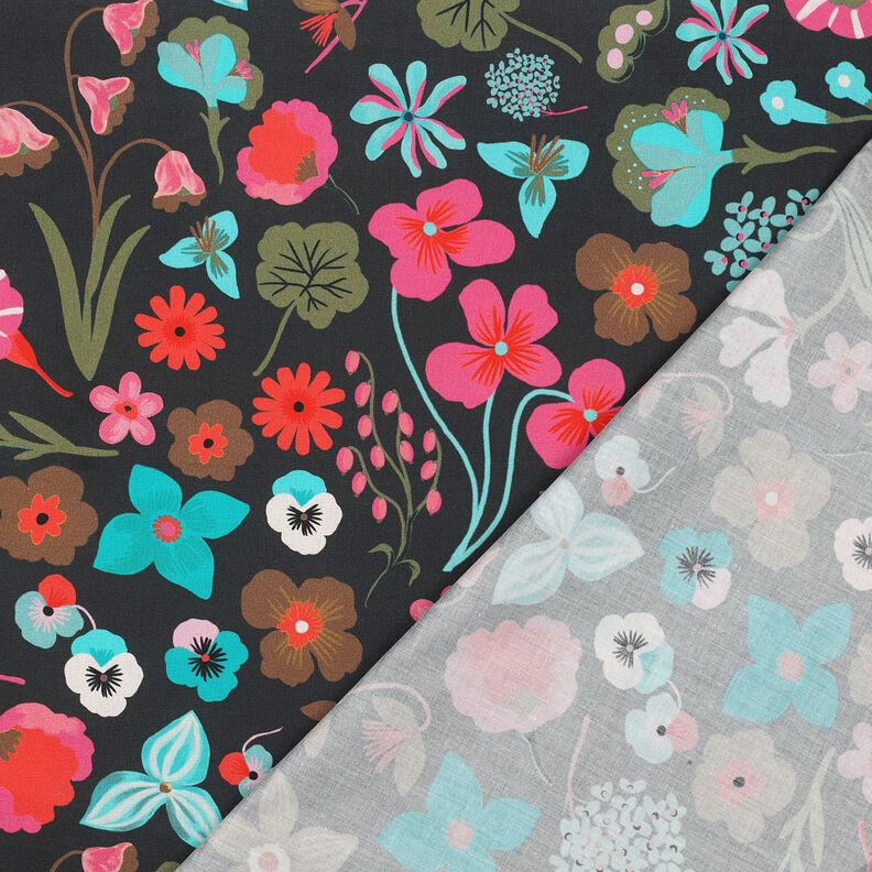 Popeline coton Meadow Flower Impression numérique | Nerida Hansen – noir/turquoise,  image number 4