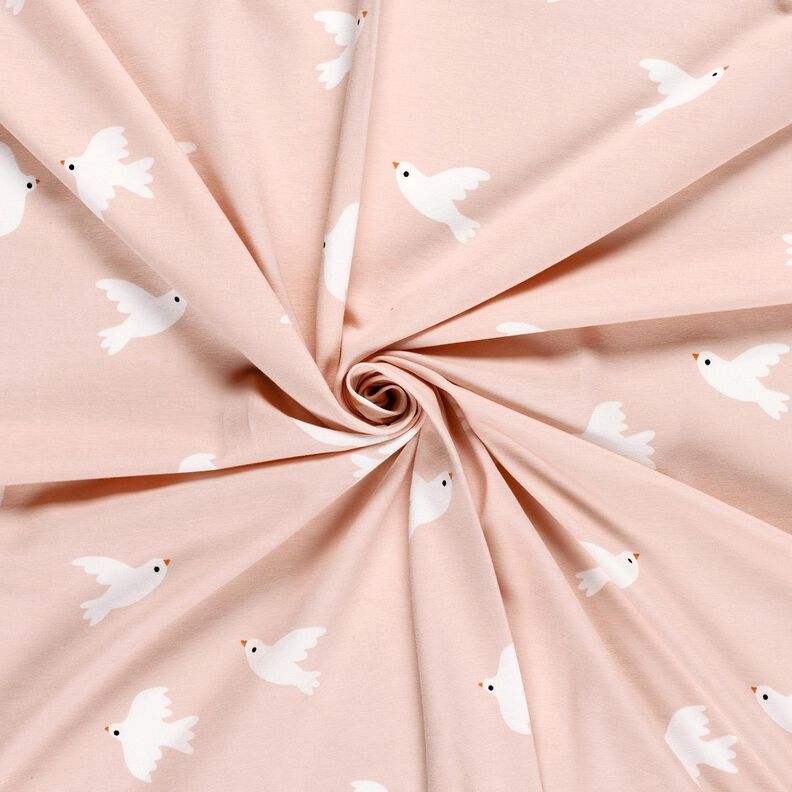 Jersey coton Grands oiseaux – rosé/blanc, image number 3