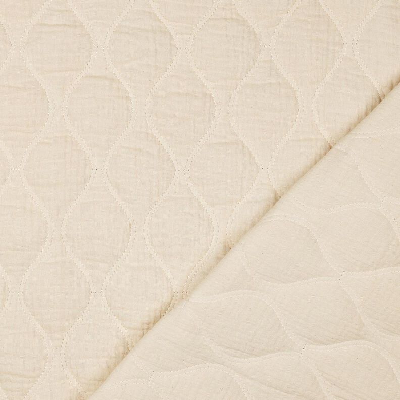 Tissu matelassé Tissu gaze de coton Vagues – écru, image number 4