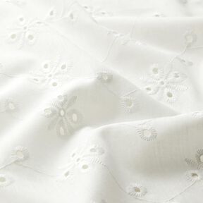 Dentelle brodée fleurs et feuilles – blanc, 
