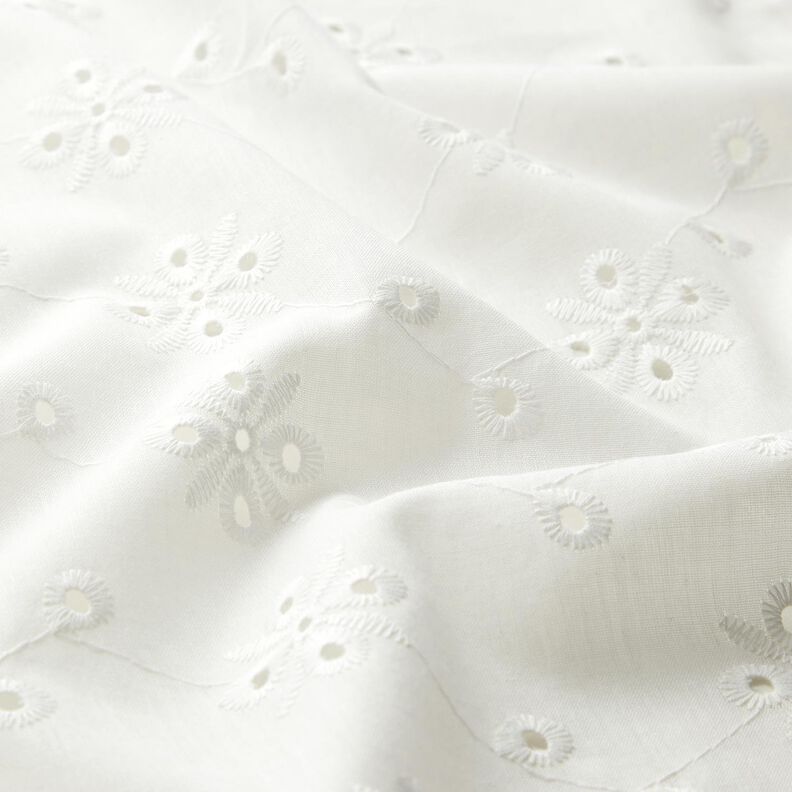 Dentelle brodée fleurs et feuilles – blanc,  image number 2