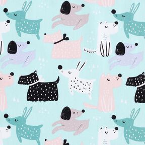 Tissu en coton Cretonne chiens abstraits – bleu ciel/rosé, 