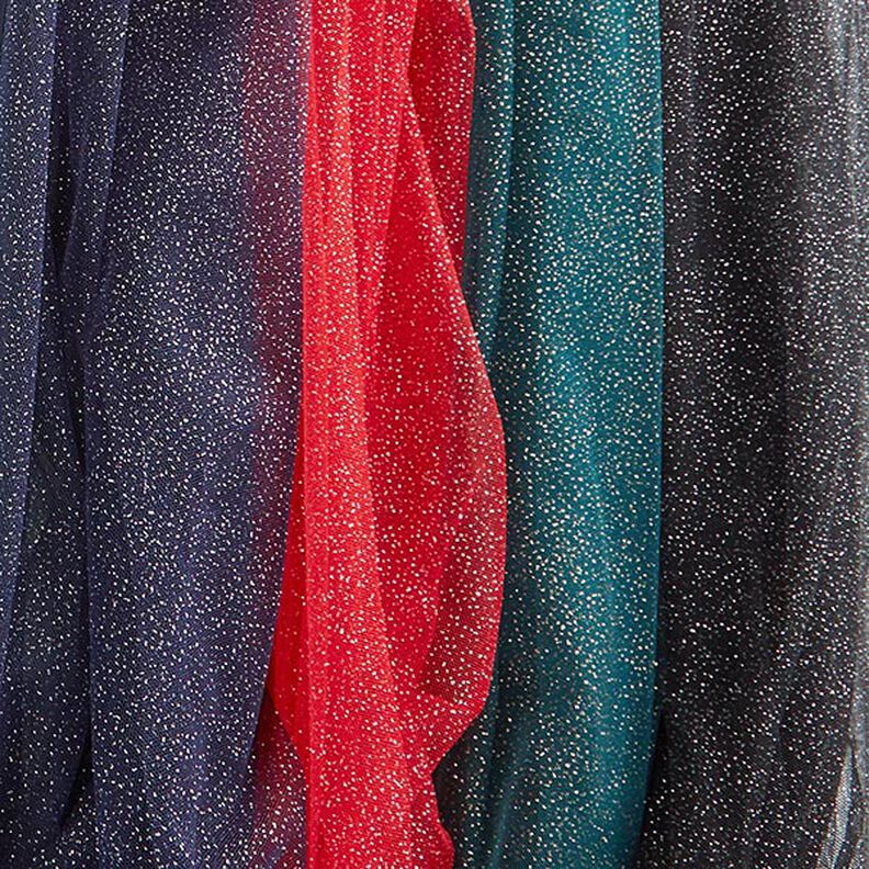 Tissu tulle scintillant – rouge/argent,  image number 6