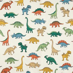 Tissu de décoration Semi-panama Remarquables dinosaures – écru/vert foncé, 
