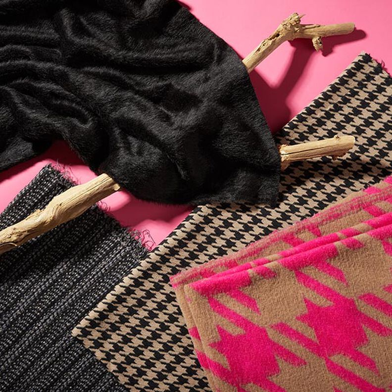 Maille pour manteau pelucheuse unie – noir,  image number 5