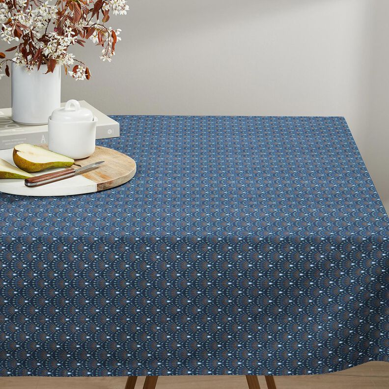 Coton enduit Éventail look paon – bleu, image number 8