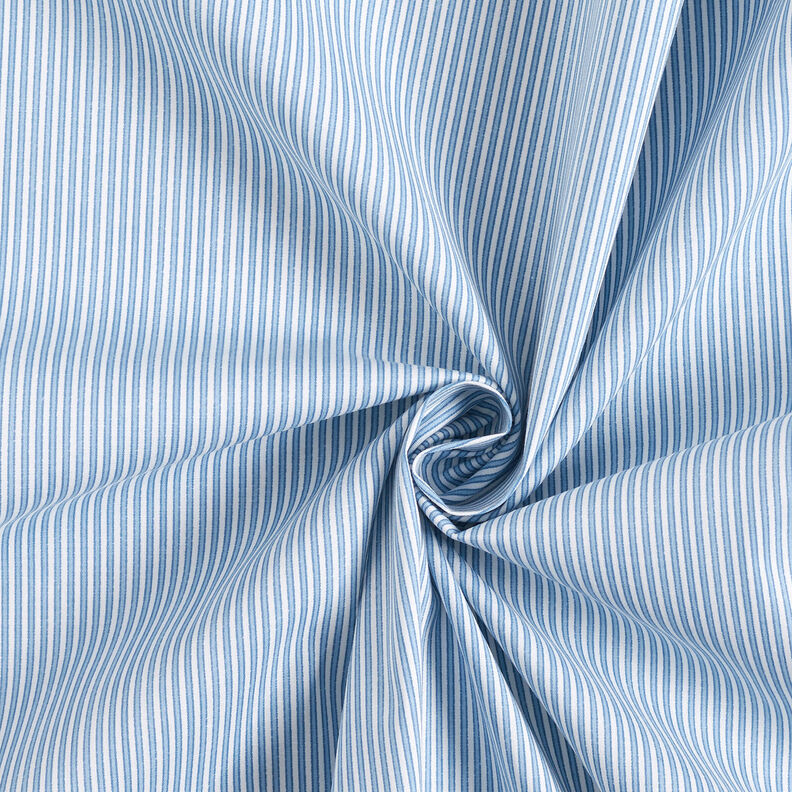 Tissu stretch pour chemise à fines rayures – blanc/bleu clair,  image number 4