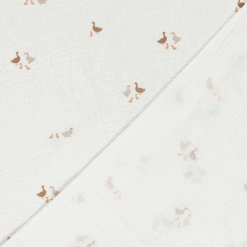 Tissu double gaze de coton Famille de canards – écru/nature,  image number 4