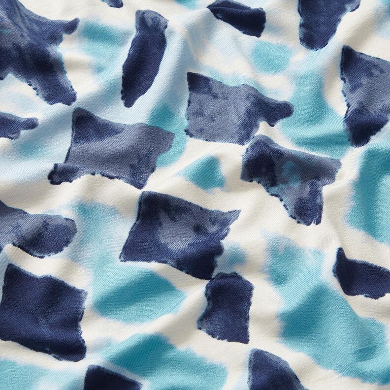 Jersey viscose Ikat-Muster – bleu ciel/bleu nuit,  image number 2