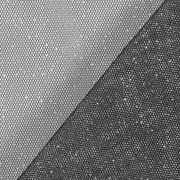 Tissu tulle scintillant – noir/argent,  image number 4