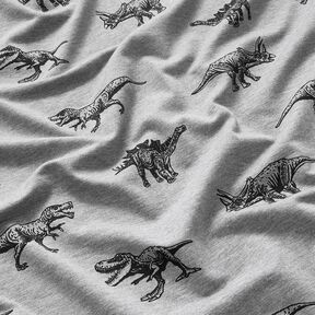 French Terry Sweat d’été Dinosaures – argent/noir, 