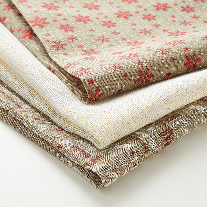 Tissu de décoration Aspect jute Collage de Noël – dune/blanc,  image number 6