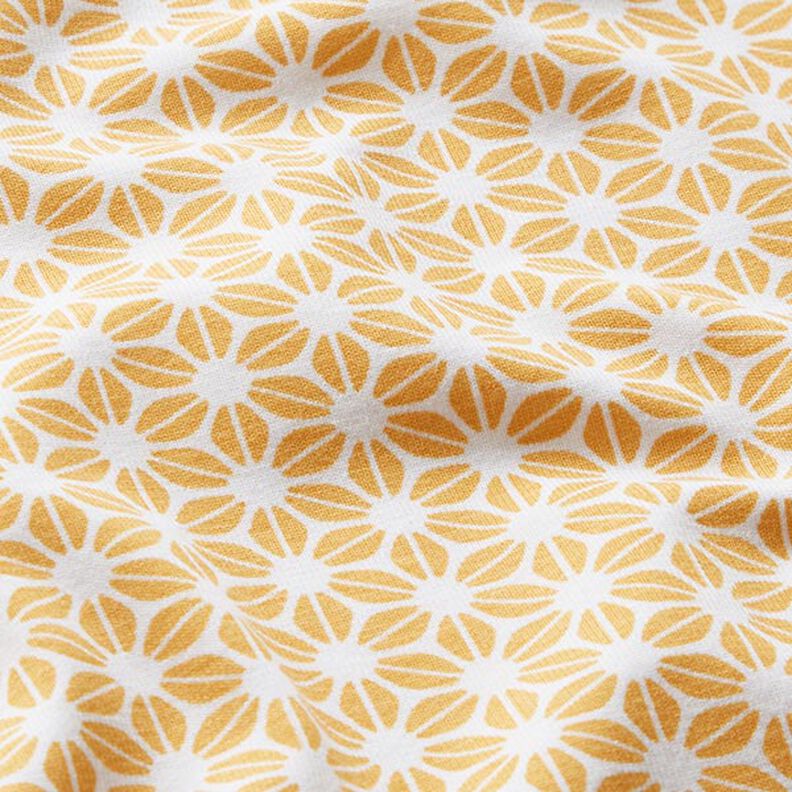 Jersey coton Motif floral abstrait – écru/jaune curry,  image number 2