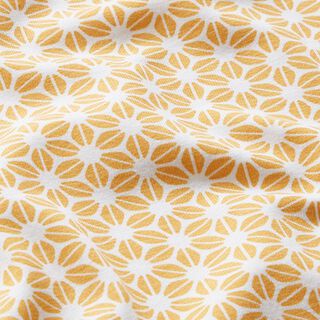 Jersey coton Motif floral abstrait – écru/jaune curry, 