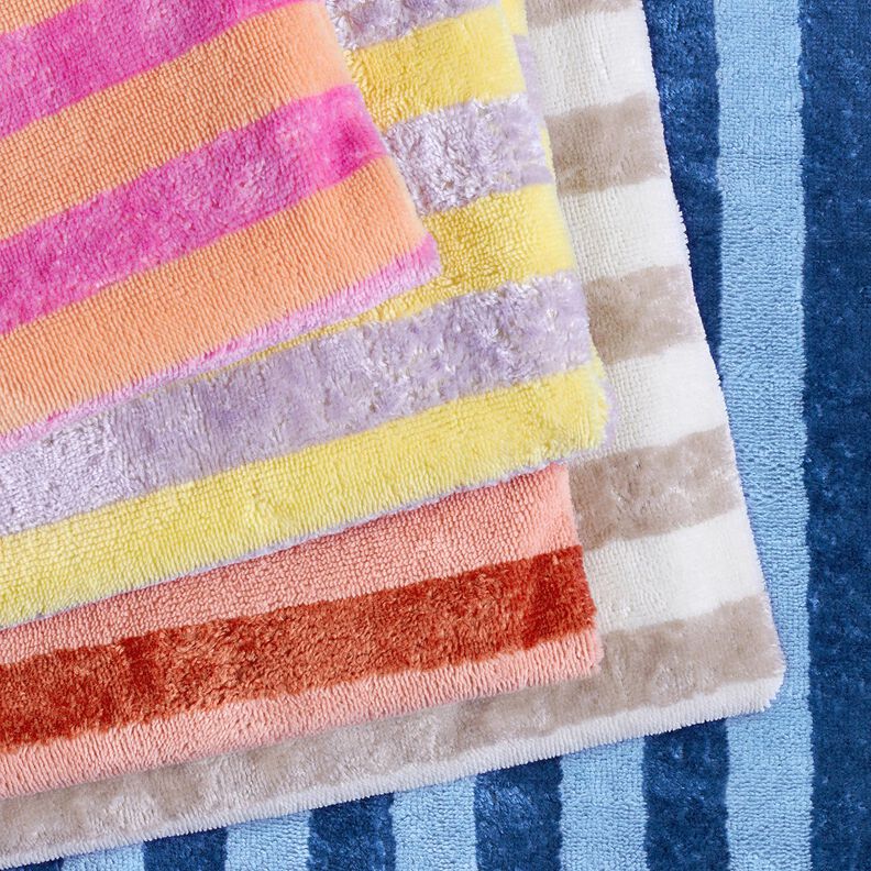 Tissu éponge Bambou Larges rayures – bleu clair/bleu marine,  image number 6