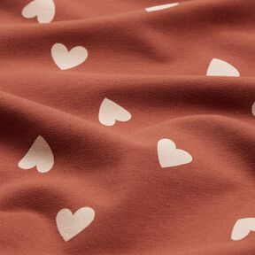 French Terry Sweat d&rsquo;&eacute;t&eacute; C&oelig;urs &eacute;parpill&eacute;s &ndash; rouge fonc&eacute;, 