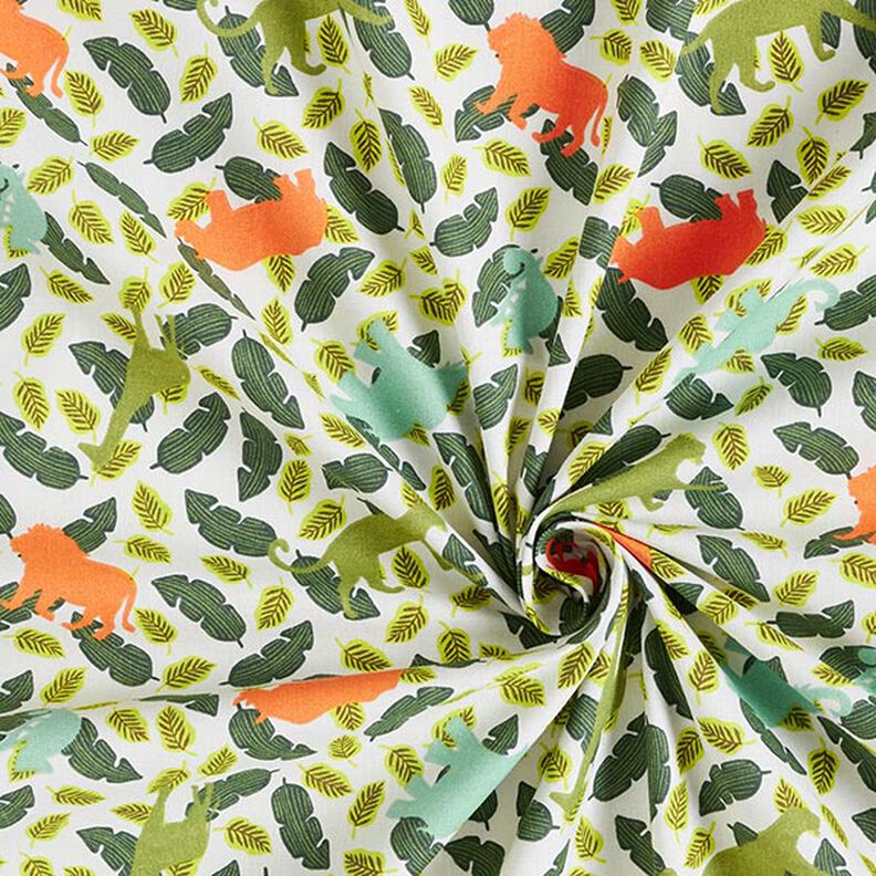 Tissu en coton Cretonne Silhouettes animaux de la jungle – vert,  image number 3