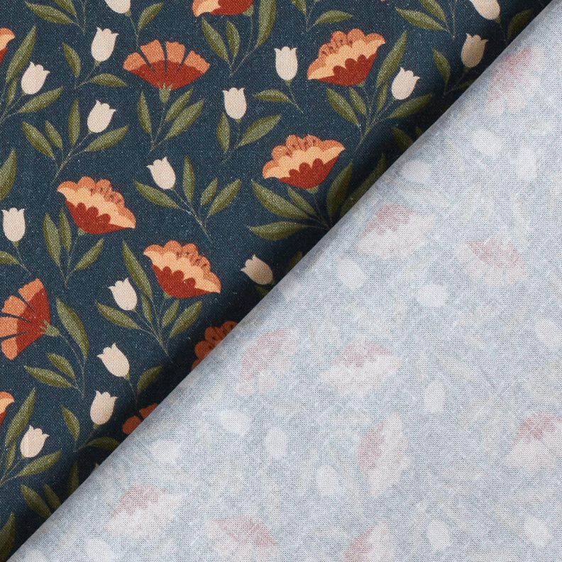 Tissu en coton Popeline fleurs en filigrane – bleu noir/terre cuite,  image number 4