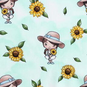 Jersey coton Tournesols fille | Glitzerpüppi – bleu glacier/jaune soleil, 