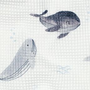 Nid d’abeille Baleine Impression numérique | Poppy Fabrics – ivoire/gris bleu, 