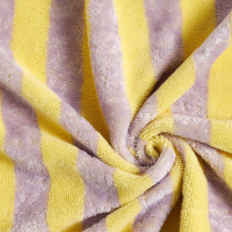 Tissu éponge Bambou Larges rayures – jaune/mauve,  image number 4