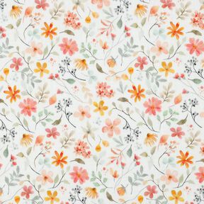 Tissu double gaze de coton Pré fleuri coloré Impression numérique | Poppy Fabrics – ivoire/orange, 