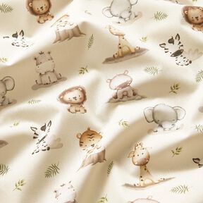 Popeline coton Bébés animaux de la jungle Impression numérique – beige, 