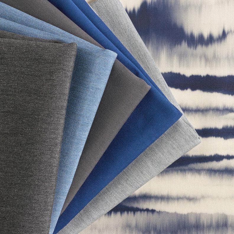 Tissu d’extérieur Canvas batik – sable/bleu nuit,  image number 6