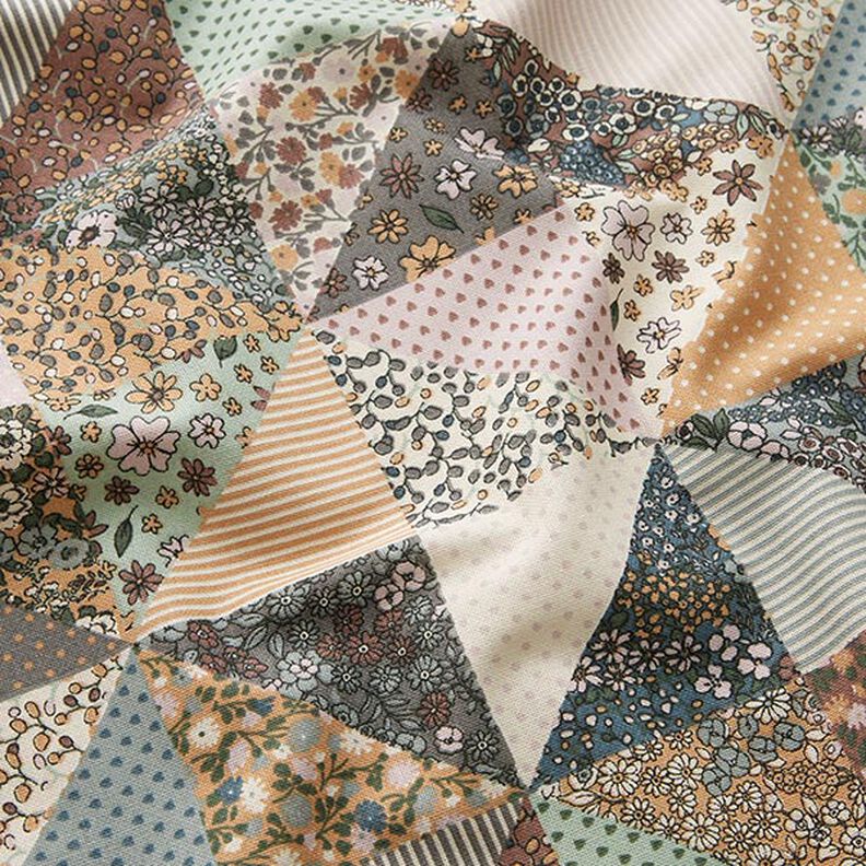 Tissu de décoration Semi-panama Fleurs aspect quilt – lilas pastel/écru,  image number 2