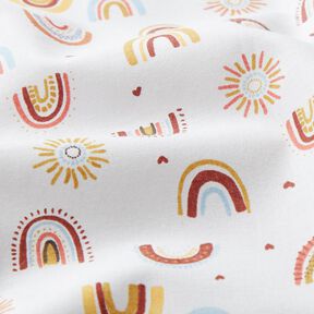 Tissu en coton Cretonne Petits arcs-en-ciel – blanc/moutarde, 