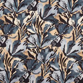 Crêpe satin fleurs de la mer – gris schiste/beige, 
