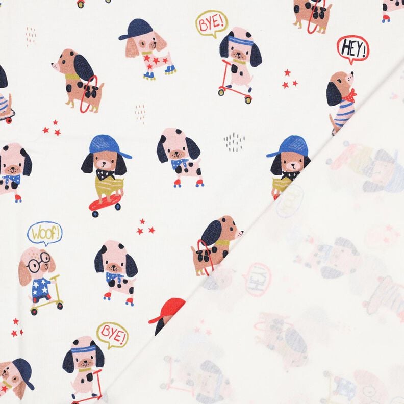 Jersey coton chien patineur Impression numérique | Poppy Fabrics – ivoire/or rose, image number 4
