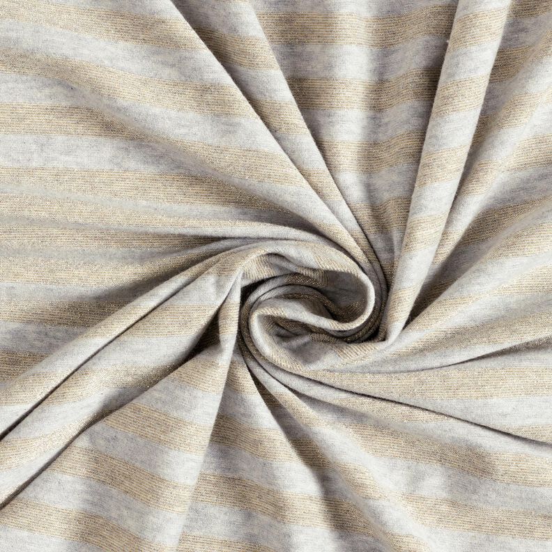 Jersey de coton chiné rayures pailletées – gris clair/or métallisé, image number 3