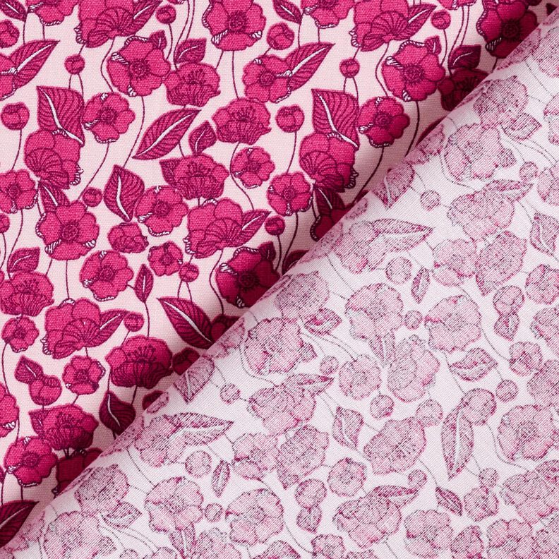 Popeline coton Vrilles de fleurs – rose clair/pourpre, image number 4