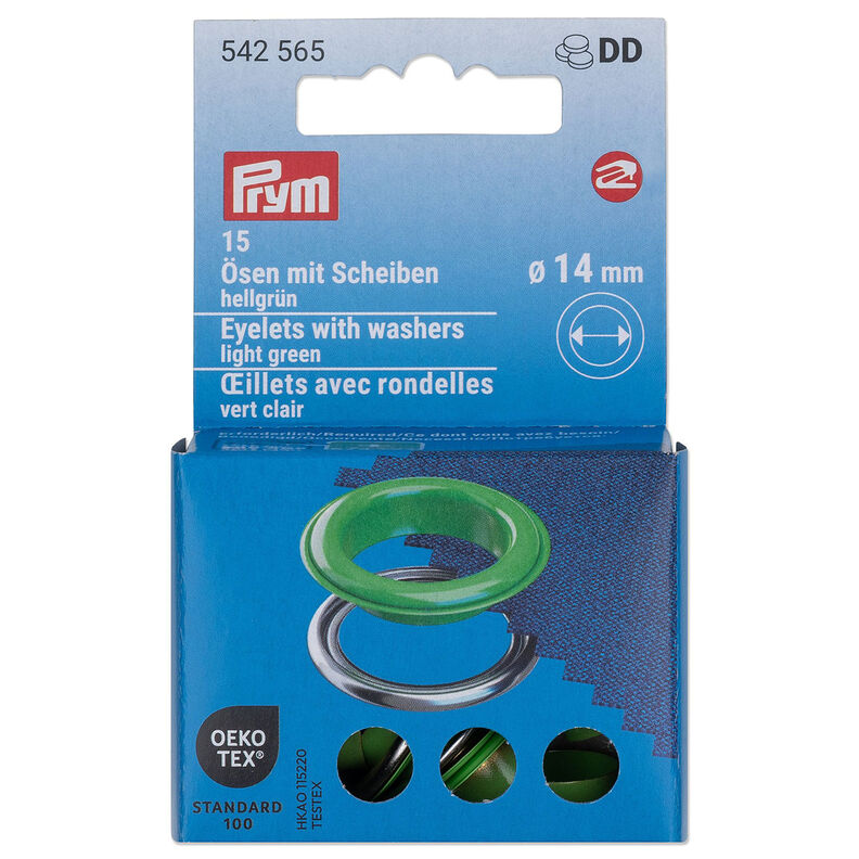 Œillets avec rondelles [15 unités | Ø 14 mm] | Prym – vert clair/argent métallisé,  image number 1
