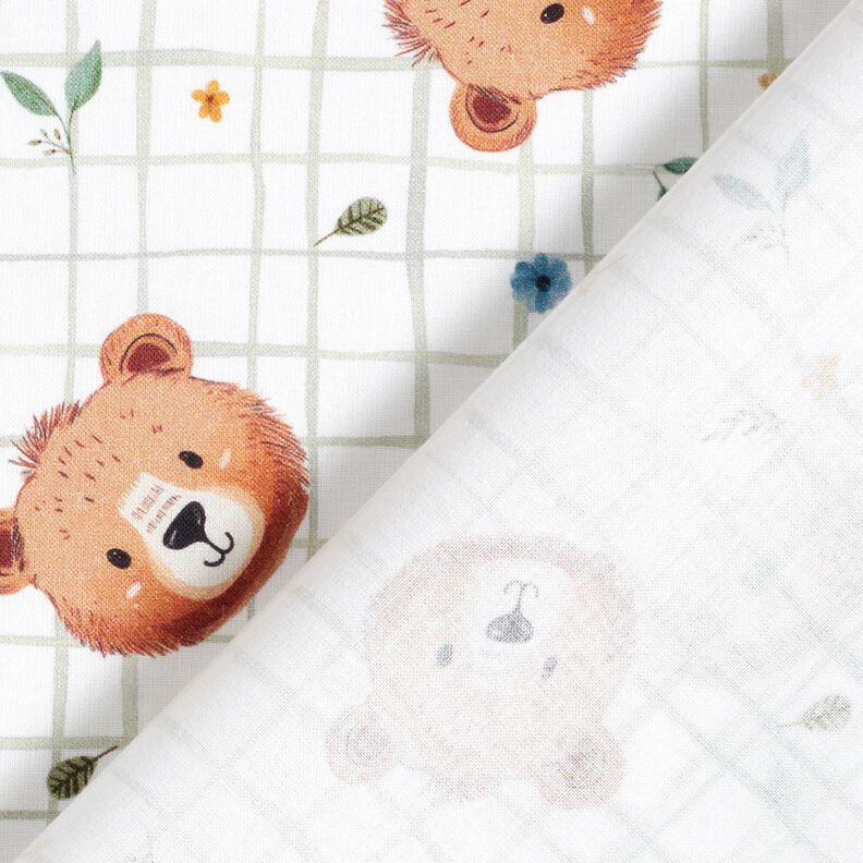 Popeline coton Tissu peluche à carreaux Impression numérique – blanc/roseau, image number 4