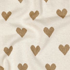 Jersey Jacquard Cœurs scintillants | Poppy Fabrics – nature/or métallisé, 