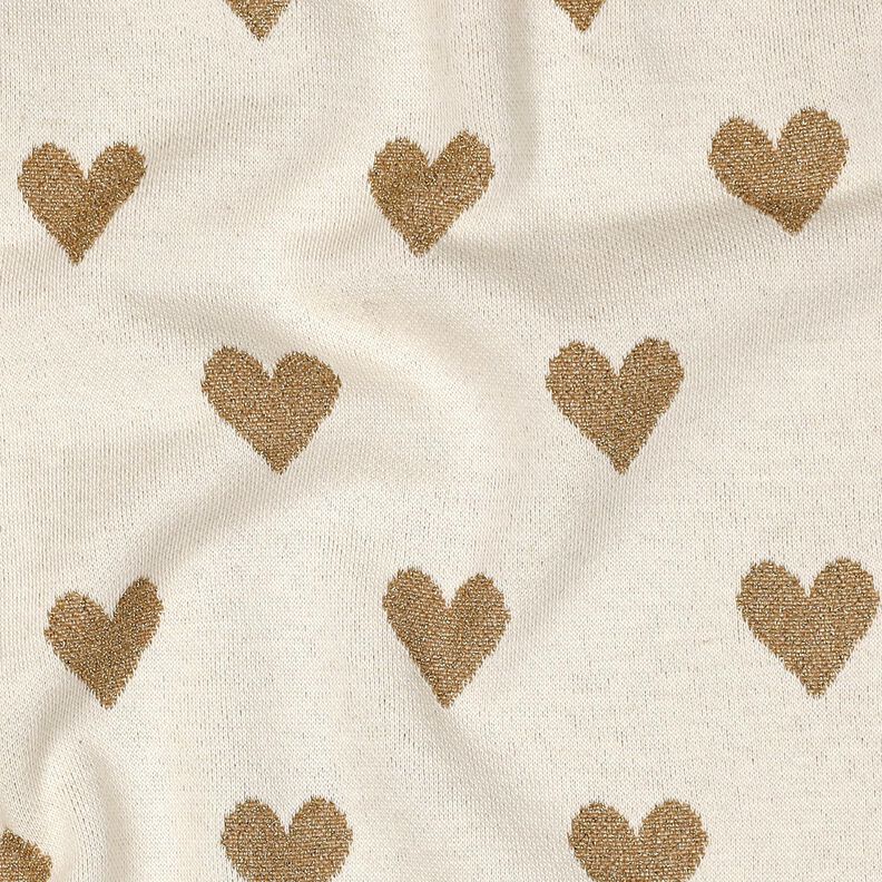 Jersey Jacquard Cœurs scintillants | Poppy Fabrics – nature/or métallisé, image number 2