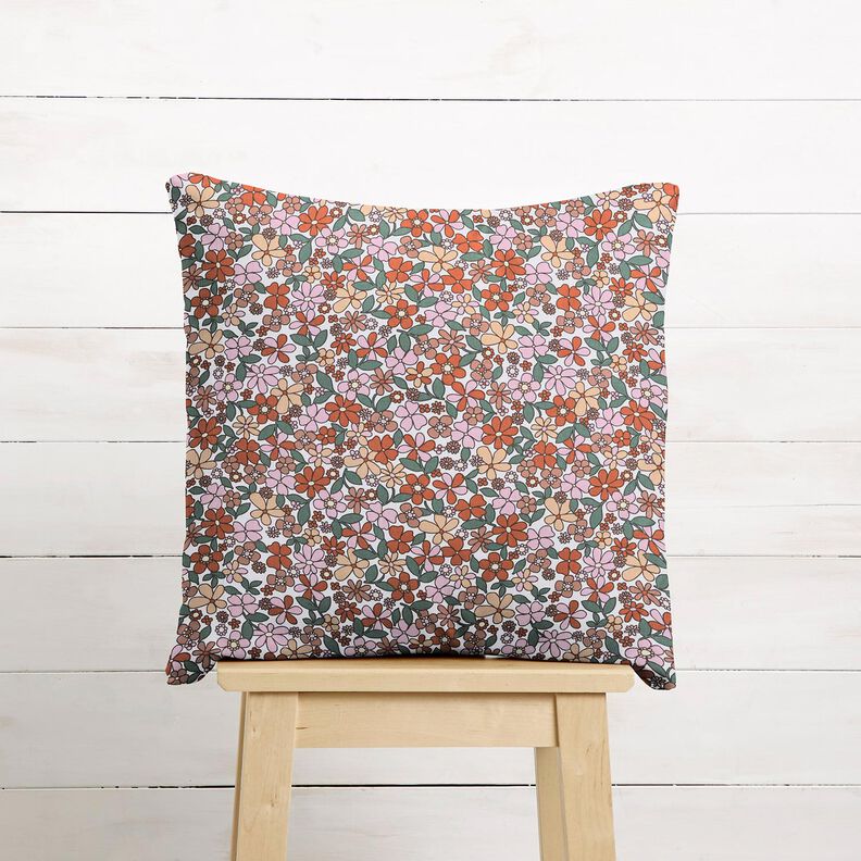 Tissu en coton Cretonne Petits motifs de fleurs rétro – blanc/rose,  image number 6